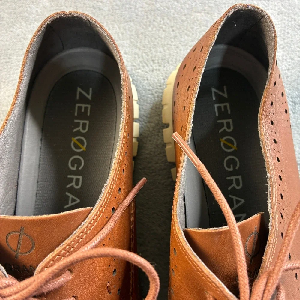 Cole Haan‎ Zerogrand Wingtip Oxford British Tan Leather Shoes W14476 Womens 9B